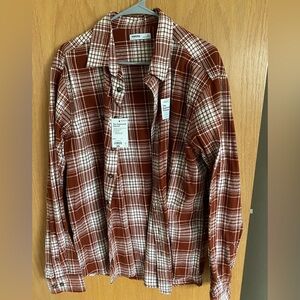 Sonoma Rust and White Plaid Button-Down Shirt